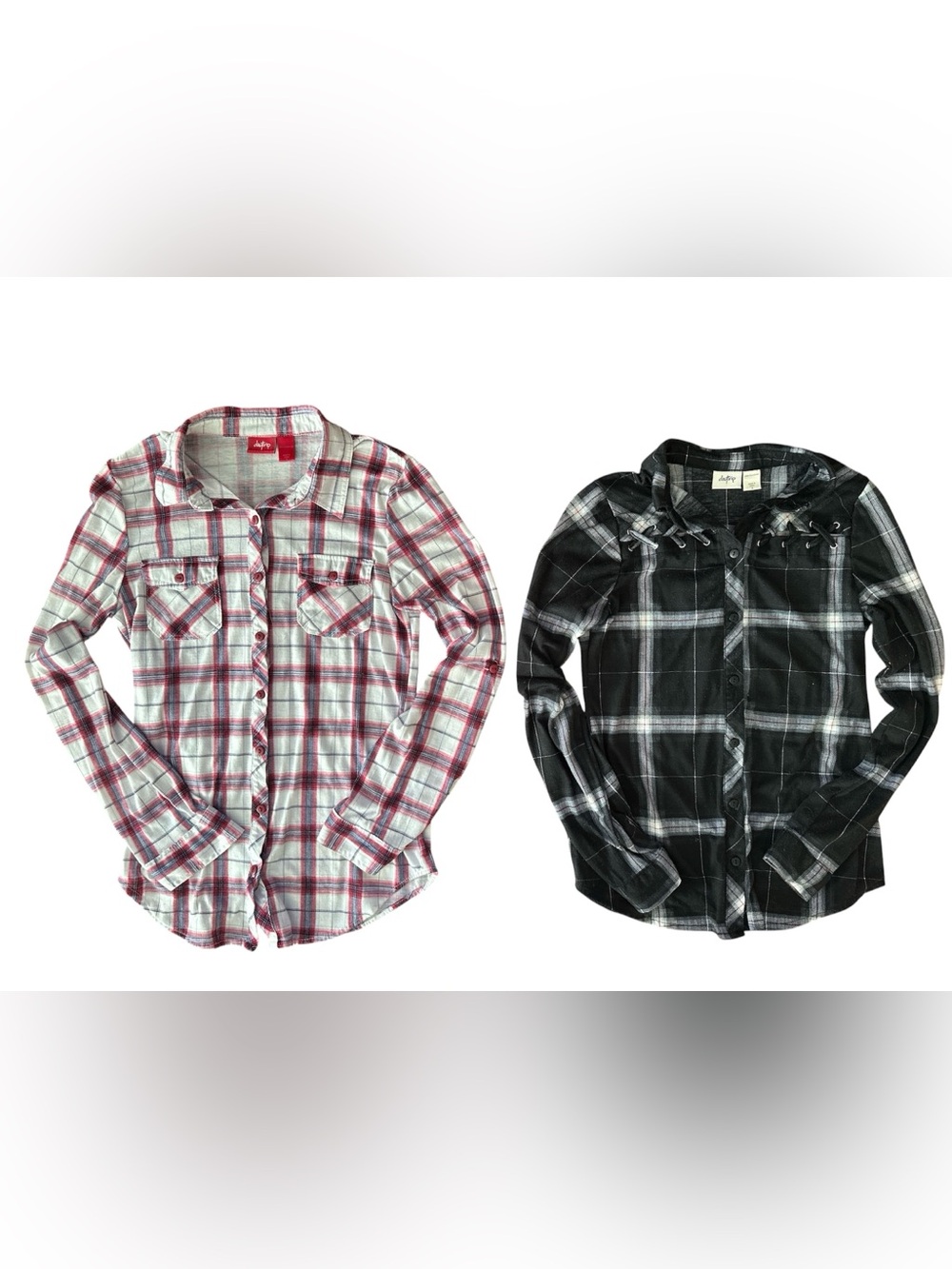 Two Daytrip plaid button up long sleeve shirts size small